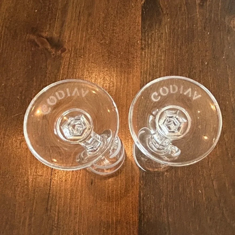 Godiva Cordial Glasses Set of 2 Clear Etched Swirl Stemmed Dessert Wine Stemware